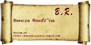 Bencze Roxána névjegykártya