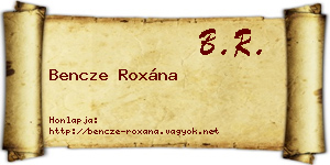 Bencze Roxána névjegykártya